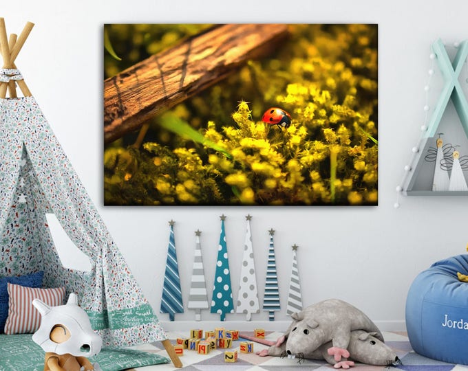 Ladybug canvas print, Сute canvas, Art Ladybug, Canvas, Interior decor, Room decor, Gift for her, Large Art painting, Gift