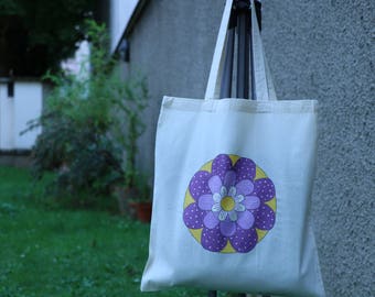 Tote bag unique, peint à la main, sac coton, sac cabas, sac shopping, sac de toile, sac de plage, sac à main, fleurs