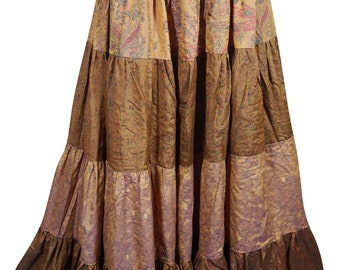 Bohemian Womens Gypsy Flared Skirt Stunning Boho Chic Summer Fashion Recycled Vintage Sari Long Maxi Skirts