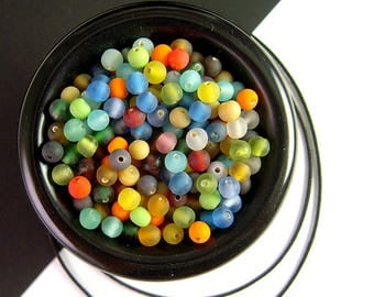 BIG Pack, 500 Tiny Matte Glass Bead Mix, 3.5 Ounces, 4mm, Round Glass Bead, Frosted Glass, Colorful Matte Glass Mix, Bead Soup X17