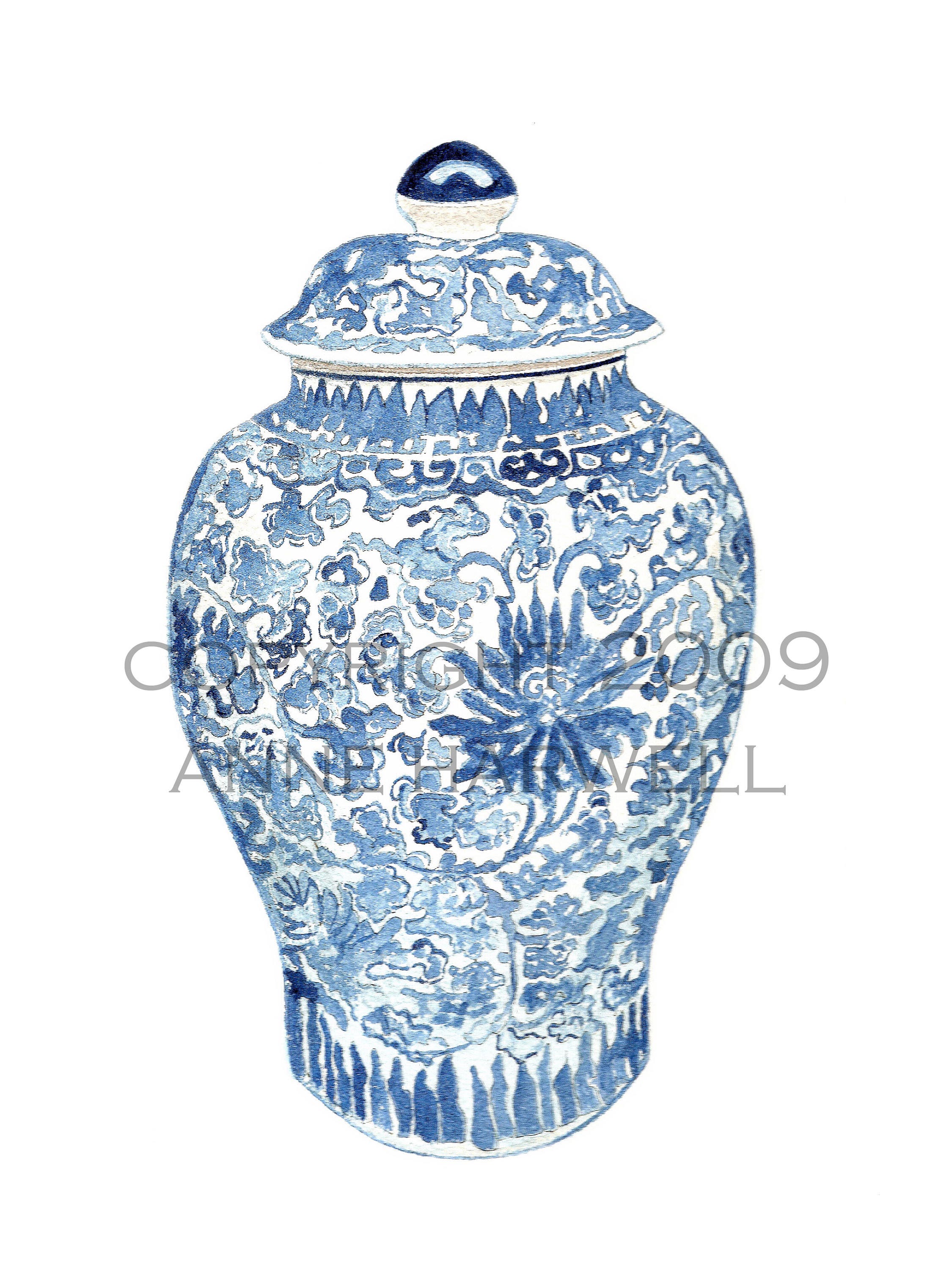 BLUE and WHITE GINGER Jar Print