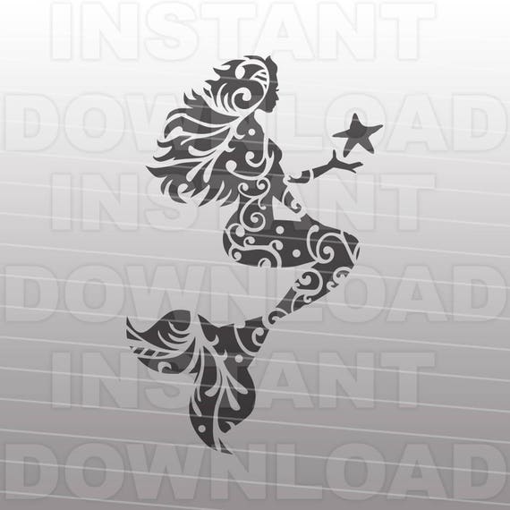 Download Fancy Flourish Mermaid SVG File,Mermaid Silhouette SVG ...