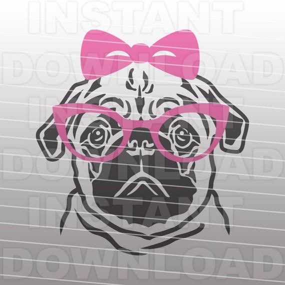 Girly Pug SVG FileGirl Pug SVG File For Commercial