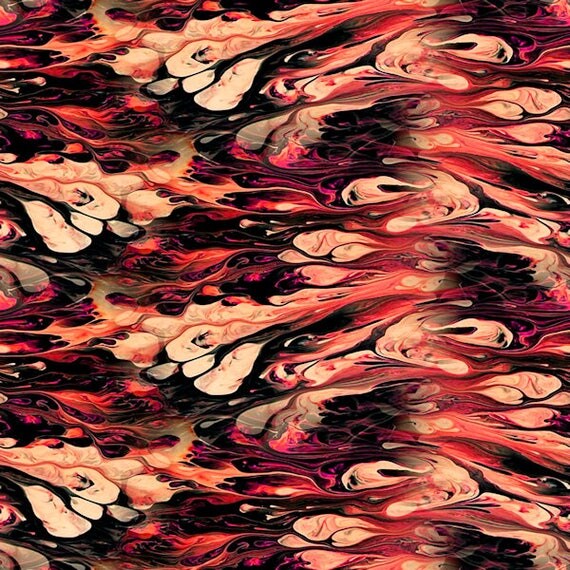 Paint Strokes Handmade Red Peach Artist Lycra Knit Fabric By The Yard Athletic Apparel Swimwear Swim Suit