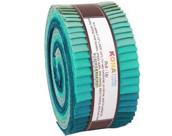 Robert Kaufman Kona Cotton Solids MIDNIGHT OASIS Roll Up 2.5" Precut Fabric Quilting Cotton Strips Jelly RU-442-40