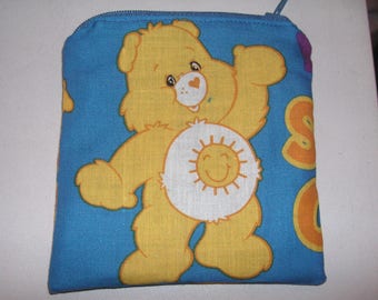 Care Bears Funshine Bear cartoons handmade zipper fabric coin change purse card holder