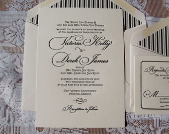 Letterpress Wedding Invitation Sample, Wedding Invitation, Classic Wedding Invitation, Invitation Suite, Calligraphic Wedding Invitation