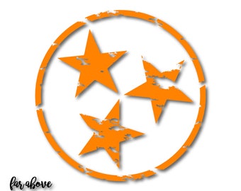 Tristar Lightly Distressed State of Tennessee Tn Tri-Star SVG, EPS, DXF, png, jpg digital cut files for Silhouette Cricut Rocky Top Grungy
