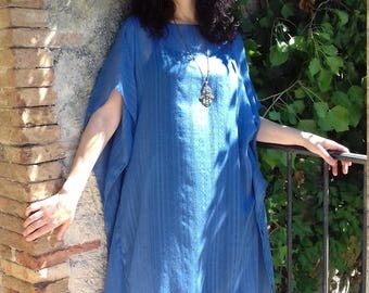 Kaftan, Dress,Tunic,Blue Jean Color,Beach,Leisure,Loose fit,Ethnic,Boho,Gypsy,Wanderlust
