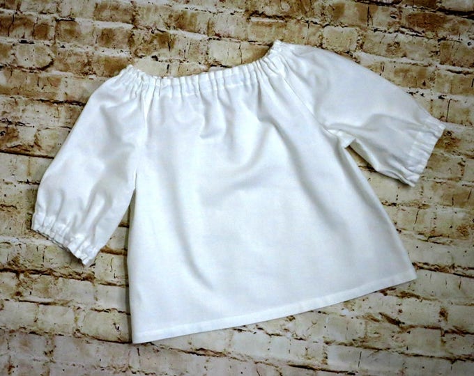 Peasant Blouse - Toddler Top - Girls Peasant Top - Toddler Clothes - Girls Shirt - White Blouse - Baby Clothes - sizes 6 months to 8 years