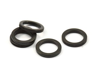 Black Rings - 12 Oxidized Brass Black Circle Ring (8mm) (14x2x2mm) Bs 1346 S574