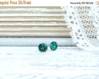 Emerald Green Studs Small Green Earrings 4mm Studs Dainty Earrings May Birthstone Surgical Steel