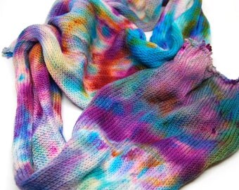 Hardcore Sock Blank - Orange Turquoise Purple- Handpainted Superwash Merino - 463 Yards