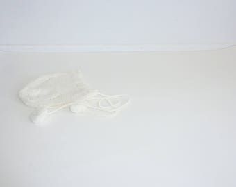 Vintage Cream Knit Baby Bonnet
