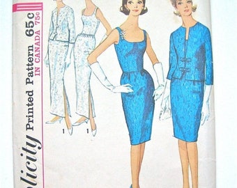 ON SALE Vintage 1960's Simplicity 5658 Wiggle Dress Pattern Bust 34 inches