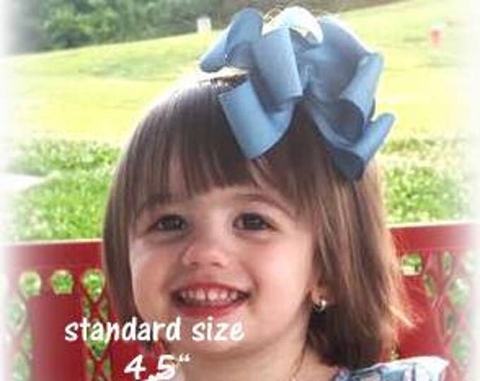 Girls hair bows, Double layer bow, Girls Hairbows, Large hairbows, Mystic Blue Bow, big bows, 4 5 inch hairbows, stacked bows, blue hair bow