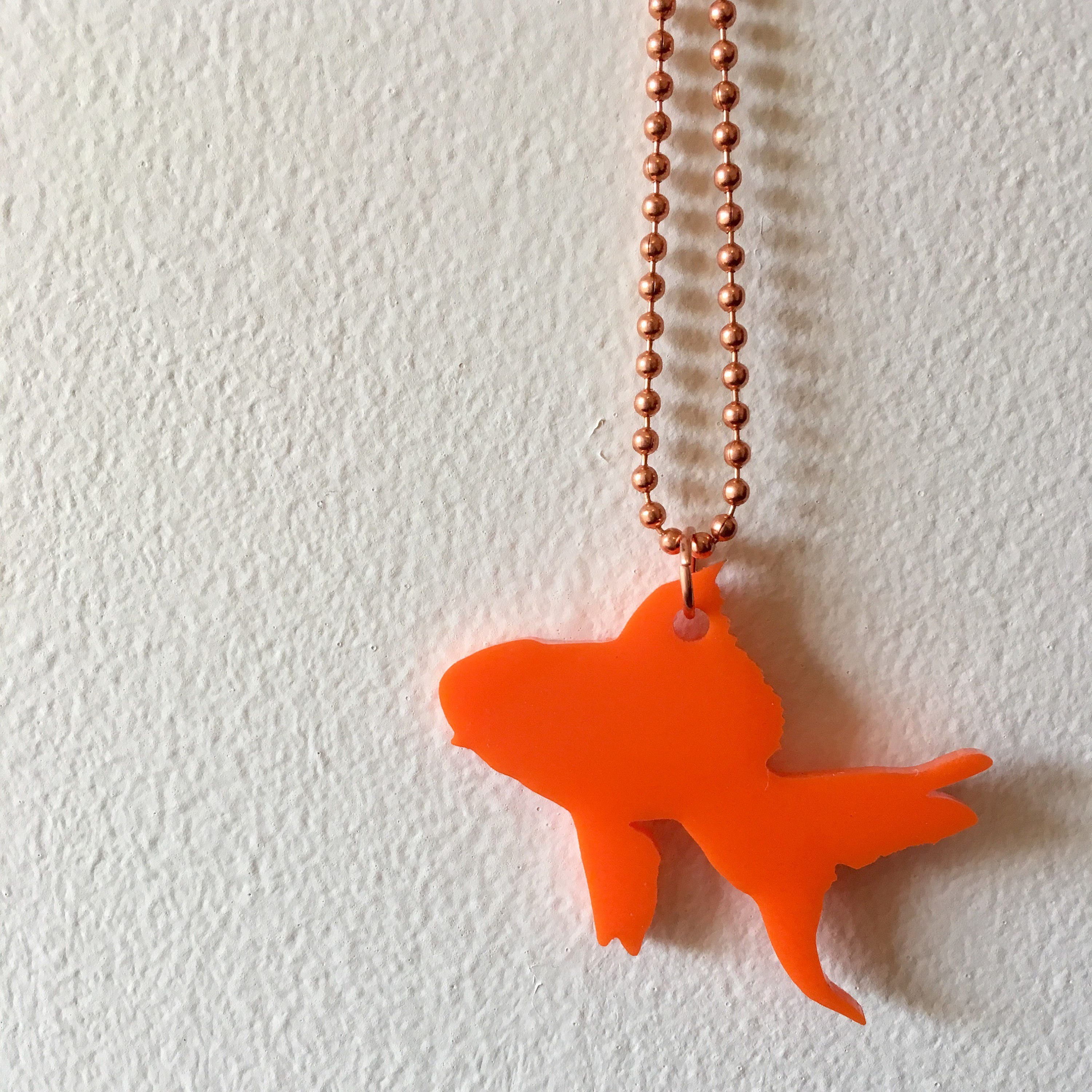 Goldfish Necklace on Copper Chain in Orange Fish Necklace