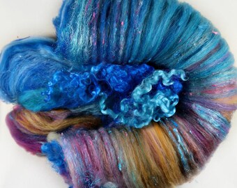 Jewel Wild Card Bling Batt for spinning and felting (4.4 ounces), batt, art batt