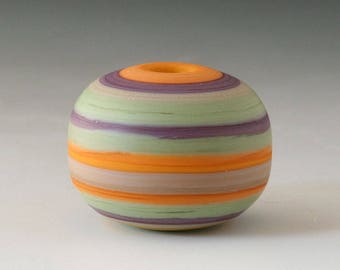 Southwest Chunky Hollow Focal- (1) Handmade Lampwork Beads - Lavender, Gold - Etched, Matte