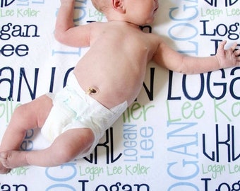 SUMMER SAVINGS Monogram Baby Blanket Personalized Baby Blanket Baby Name Blanket Receiving Blanket Personalized Baby Gift Newborn Photo Prop