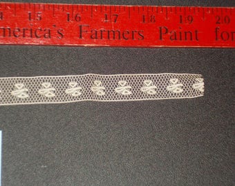 Cream Filet Open Lace Work Antique Lace from 1930s