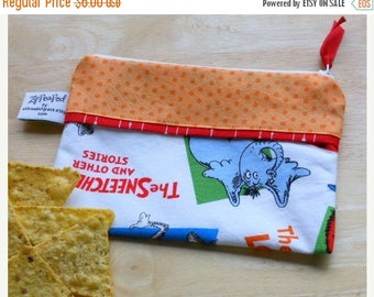 On Sale Zippered Reusable Snack Sack, Half Size - 7.5" x 5"- EcoFriendly, Machine Washable