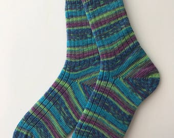 Ladies' Wool Socks, Knitted "Opal Talisman" Hand Cranked