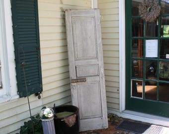 Antique Shutter Panel Chippy Grayish White Original Paint Rusty Hardware Head Board