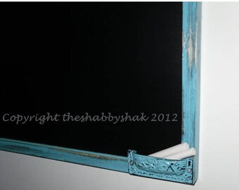 ON SALE Framed chalkboard, aqua blue Large chalkboard 17 x 23 / Shabby Chic Decor
