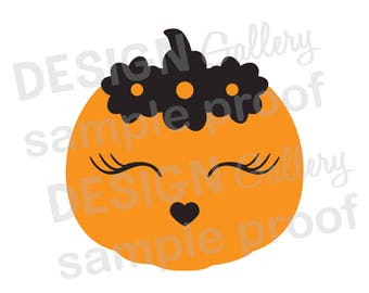 Pumpkin Face Flowers Eye Lashes Heart Nose - SVG, dxf cut & JPG, png image files - Fall Halloween Thanksgiving - Printable Digital Iron On