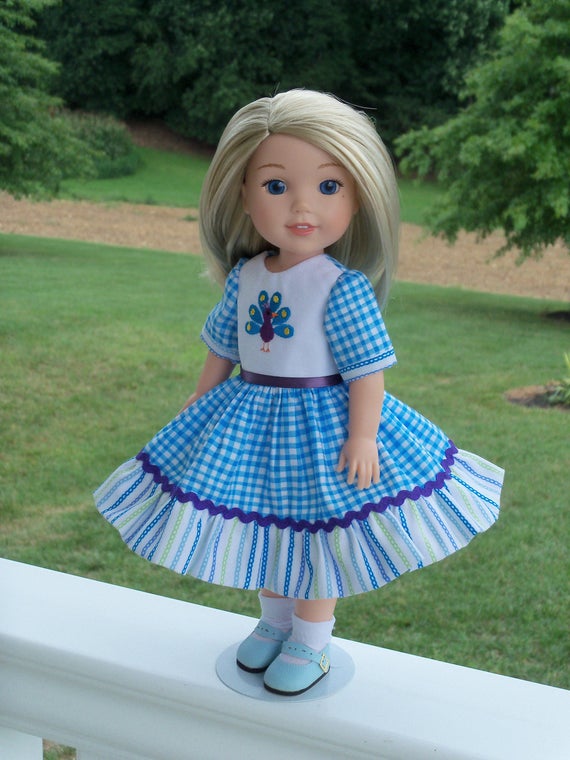 SUPER SATURDAY SALE! / 14" Size/ Embroidered Dress for American Girl Doll 14" Wellie Wishers®