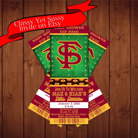 Baby Shower ticket invitation - Football ticket party invite- Tailgate Party ticket invitation -Baby boy Invitation - 025