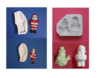 Lot moules en silicone 4 formes Noël pour décoration loisirs créatifs