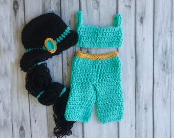 Princess Jasmine inspired outfit, Princess Jasmine costume, Princess Jasmine photo prop, Jasmine halloween costume, baby girl outfit