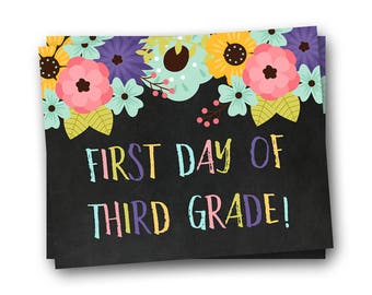 First Day of School Sign, First Day of Third Grade Sign, Back to School Sign