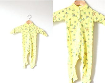 30% OFF SALE Vintage yellow onesie bodysuit // baby onesie // yellow long sleeve baby jumpsuit // newborn shirt // 6-9 month baby clothing 1