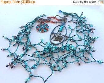 SUMMER SALE Destash Craft Lot of Vintage and Salvaged Turquoise Blue Colored Jewelry Parts and Pieces