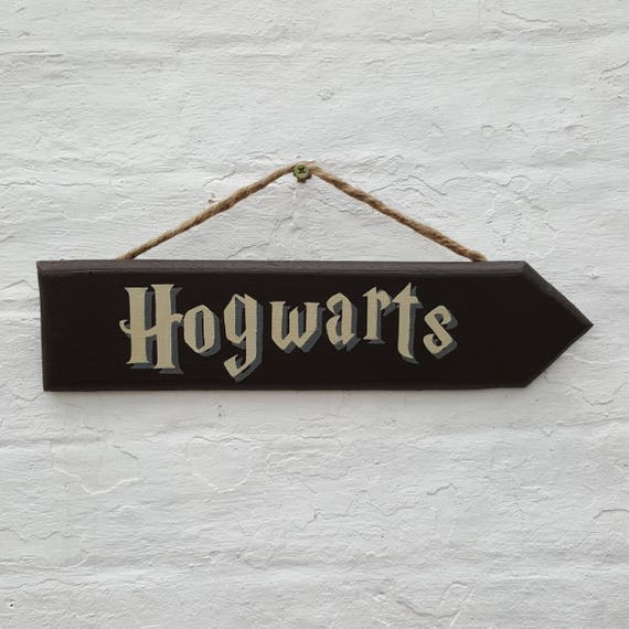 Hogwarts Arrow Sign Harry Potter Sign Hand Painted Wooden Sign