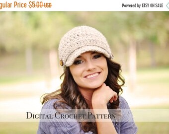 ON SALE Crochet Pattern / Crochet Hat Pattern / Brimmed Hat Pattern / Crochet Newsboy Hat Pattern / Beanie Hat Pattern / Womens Hat Pattern