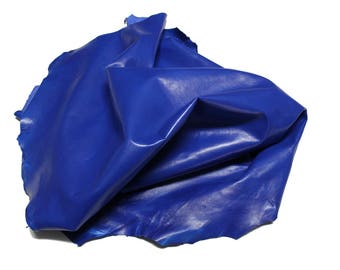 Italian Lambskin leather hide skin pelt shiny ROYAL BLUE 7sqf