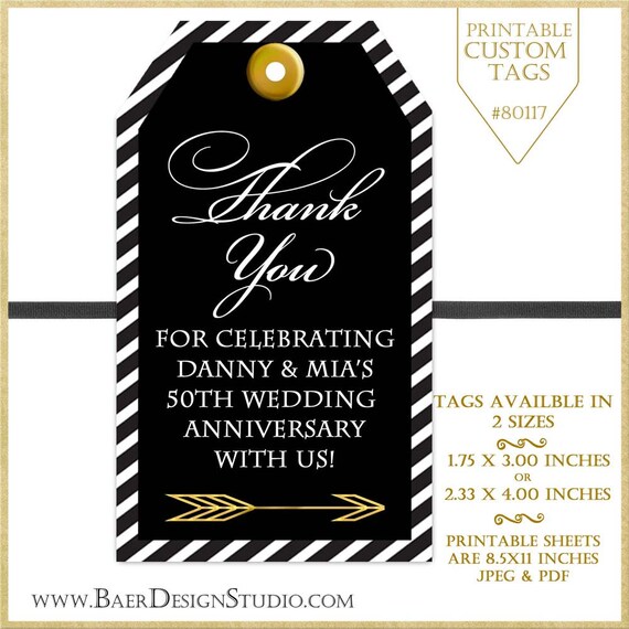 50th Anniversary Tags Wedding Favor Tags DIY Printable Tags