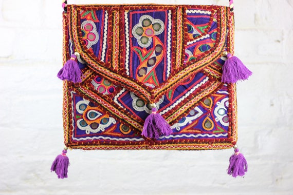 RAINBOW BAG - Ethnic bag- Over the shoulder bag- Boho Satchel- Indian Bag- Gypsy Bag- Shoulder Bag- Student- Vintage Bag- Embroidered