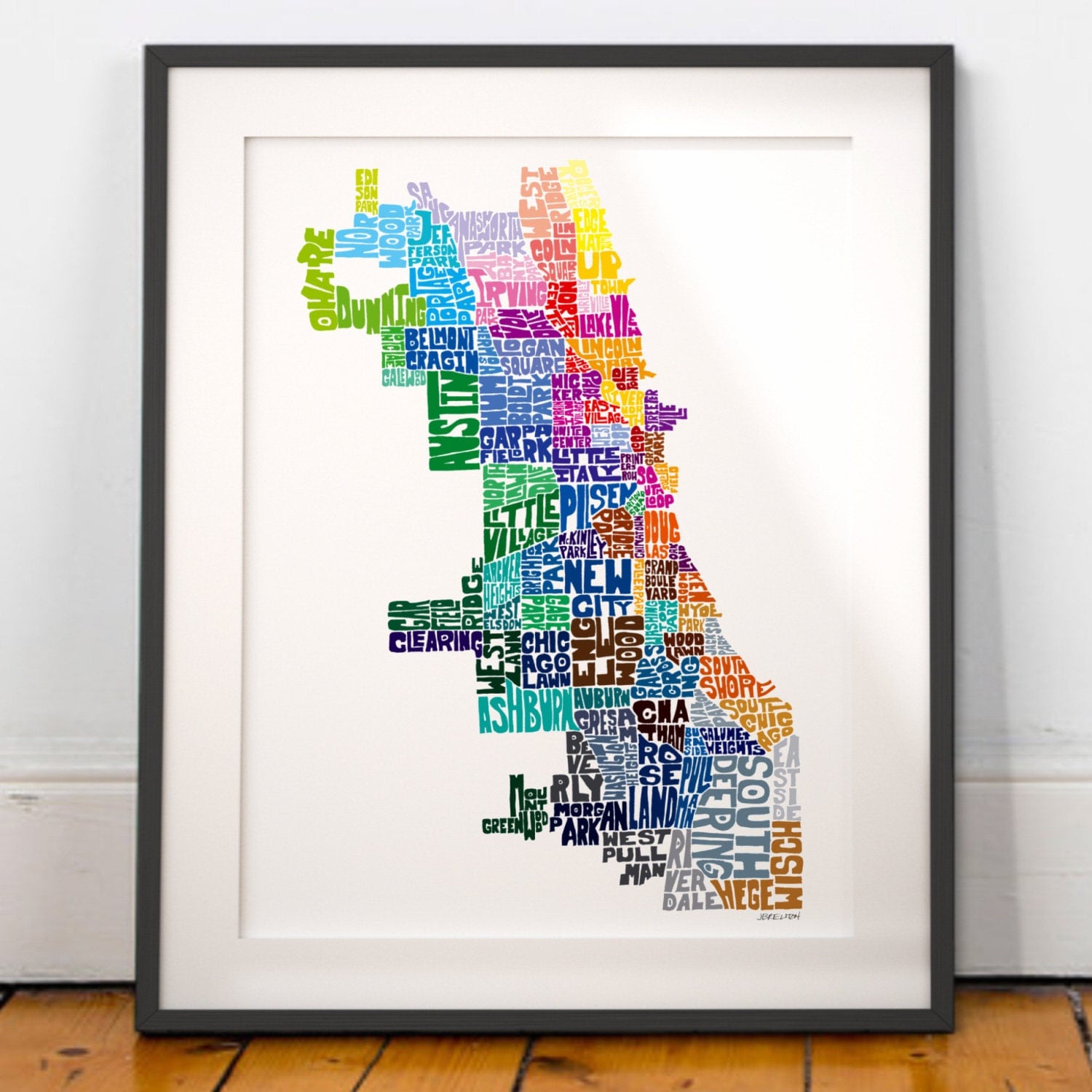 Chicago map art Chicago art print Chicago typography map