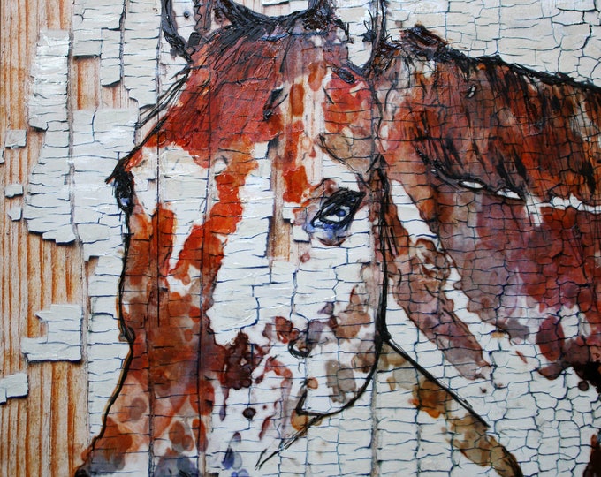 The Observer. Extra Large Horse, Unique Horse Wall Decor, Brown Rustic Horse, Large Contemporary Canvas Art Print up to 72" by Irena Orlov