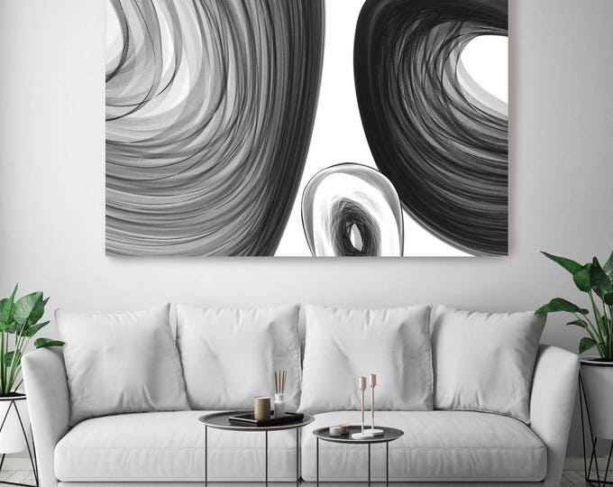 ORL-6008 Abstract Black and White 18-48-28 . New Media Abstract Black and White Canvas Art Print, Canvas Art Print up to 50" by Irena Orlov