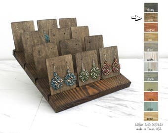 Wood Earring Cards Displays, Earring Card Holders, Earring Stands, Wood Jewelry Displays, Retail Fixtures, Craft Show Displays