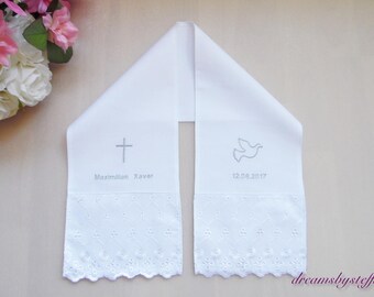Christening shawl with lace/embroidery,100% Cotton