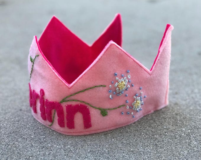 Embroidered Personalized Felt Birthday Crown