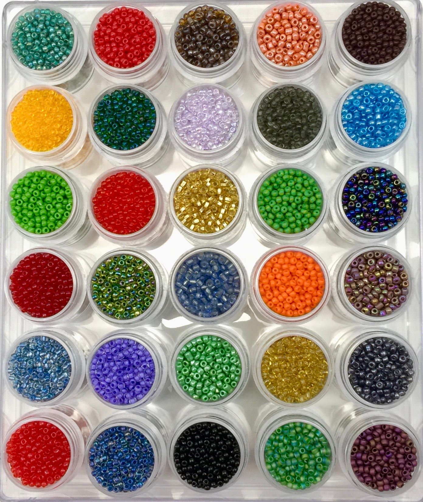Bulk Lot 30 Cylinder 2mm Seed Beads – Full Rolls + Container + 30 Free Charms