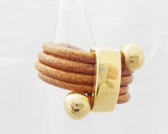 gold plated findings and whiskey leather ring
